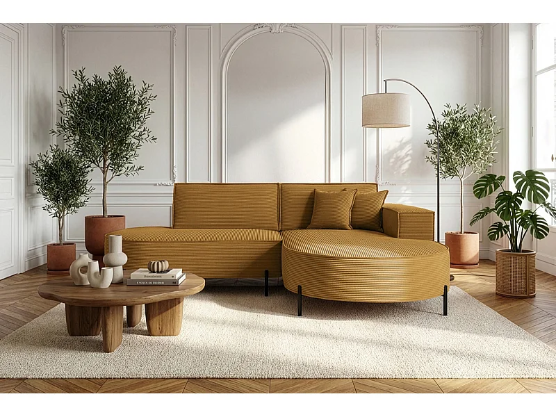 Canapé d'angle Parma Studio Hills, tissu Poso, droit, moutarde (01)