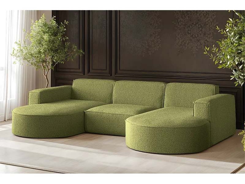 Canapé d'angle Parma Studio U, pour salon, tissu Quelle, vert (38)