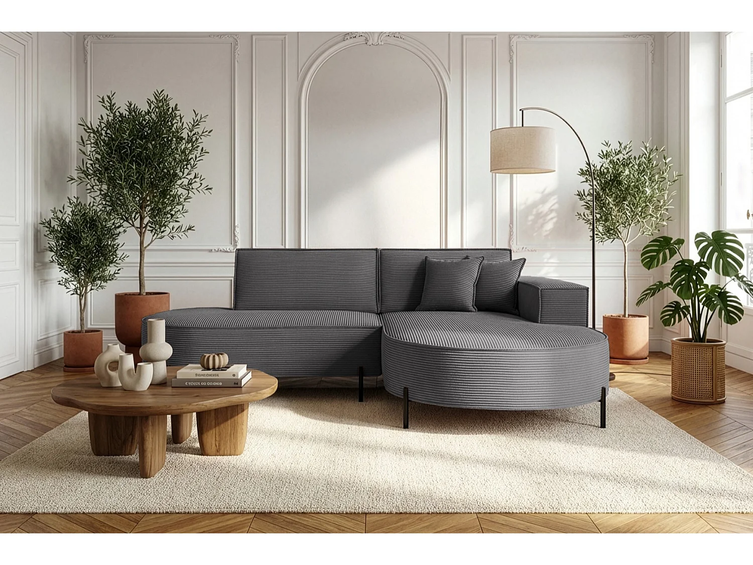 Hoekbank Parma Studio Hills, stof Poso, rechts, donkergrijs (22)