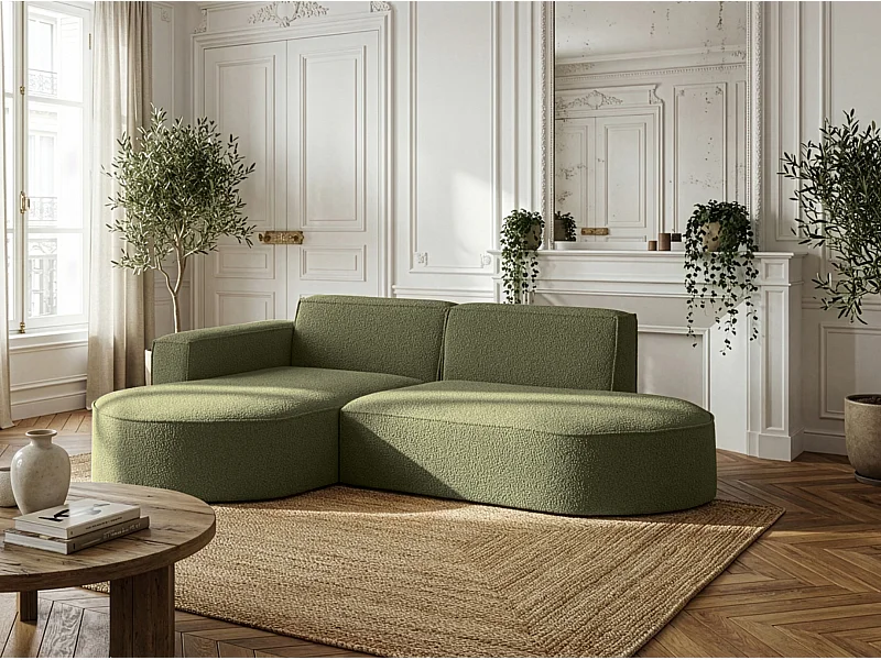 Canapé d'angle Parma Studio, pour salon, tissu Quelle, gauche, vert (38)