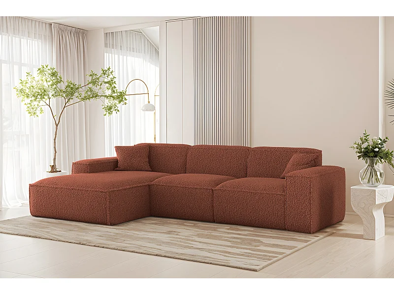 Canapé d'angle Luga L gauche, tissu Sven 44 cuivre/roux