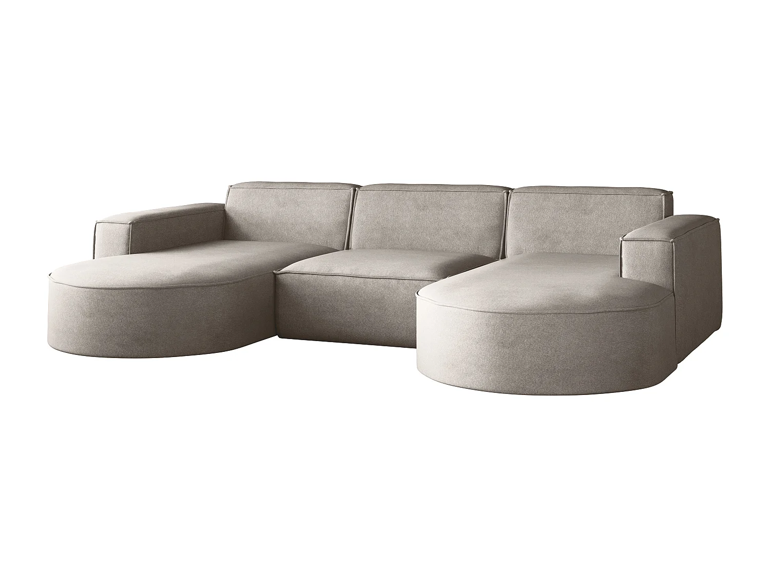 Canapé d'angle Parma Studio U, pour salon, tissu Salvador, gris-beige (01)