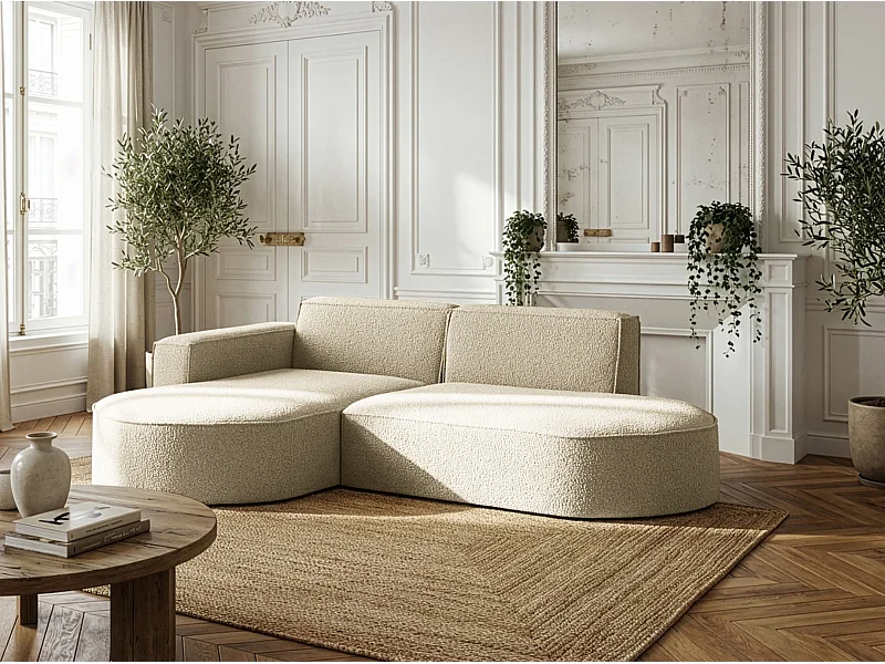 Canapé d'angle Parma Studio, pour salon, tissu Quelle, gauche, beige (06)