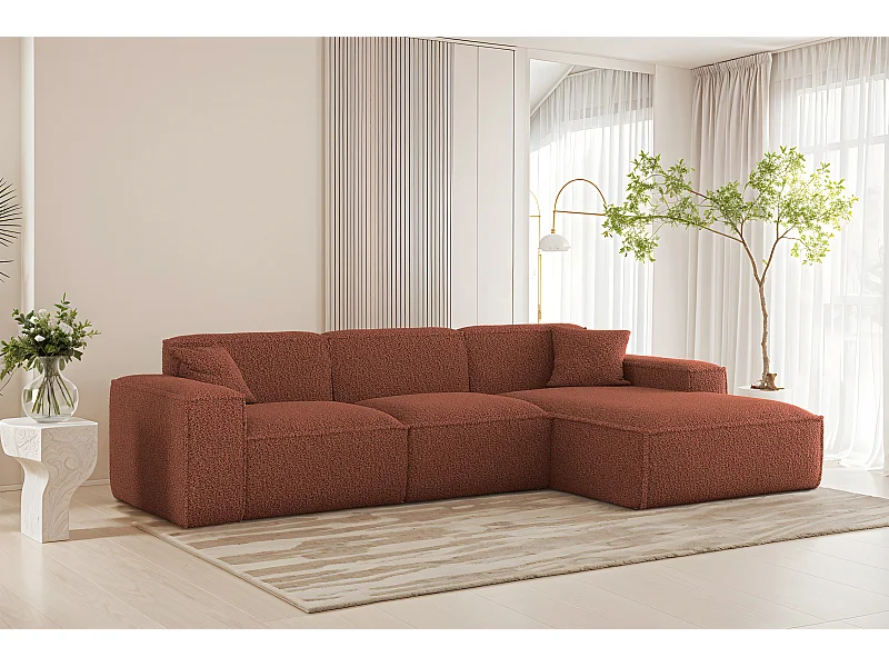 Narożnik Luga L Prawy tkanina Sven 44 miedź rudy