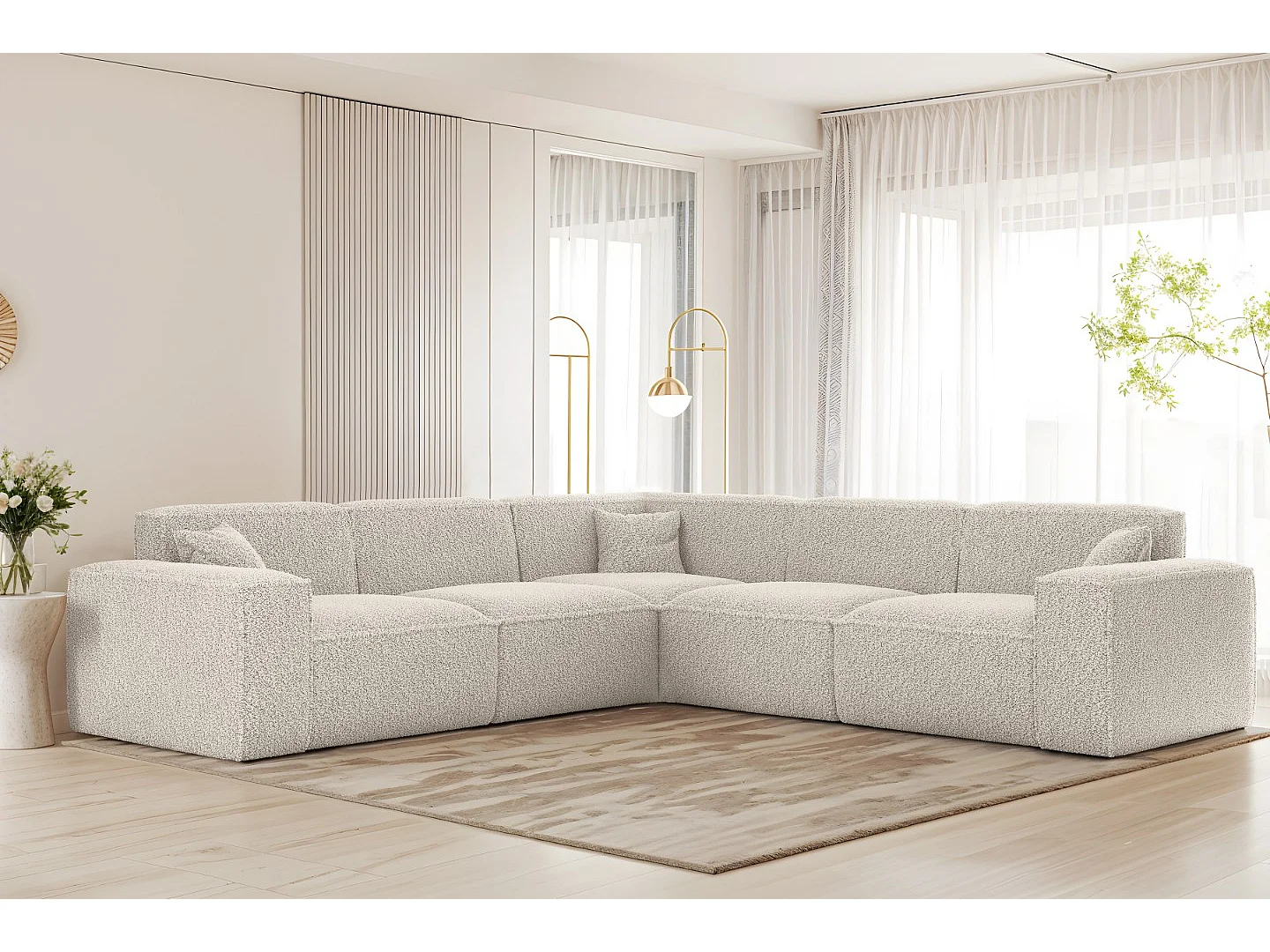 Universele hoekbank Luga Corner - stof Sven, vuilwit (22)