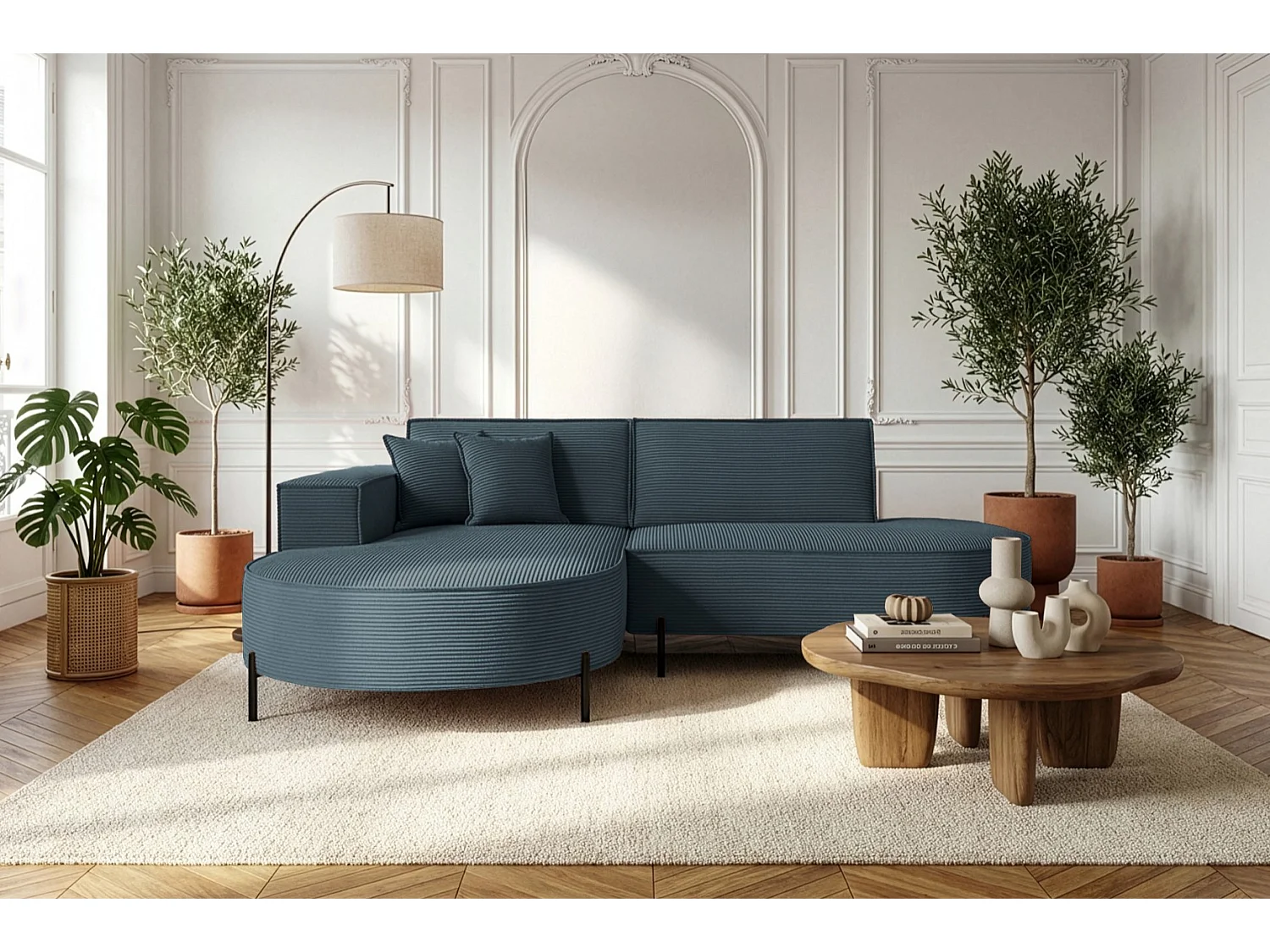 Hoekbank Parma Studio Hills, stof Poso, links, blauw (05)