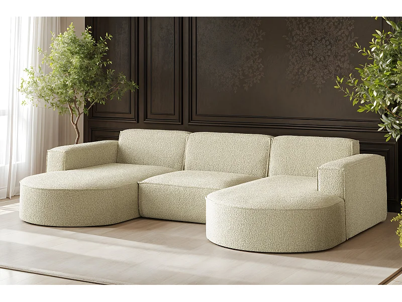 Hoekbank Parma Studio U, voor de woonkamer, stof Quelle, beige (06)