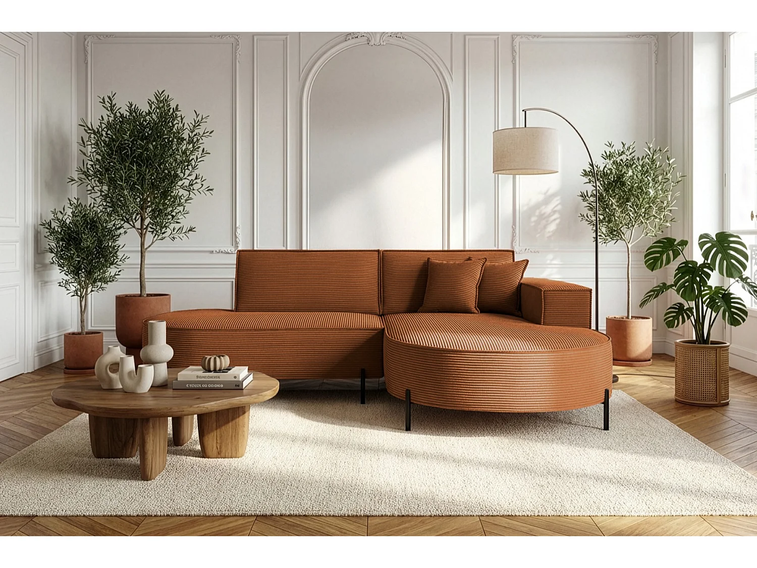 Hoekbank Parma Studio Hills, stof Poso, rechts, oranje (40)