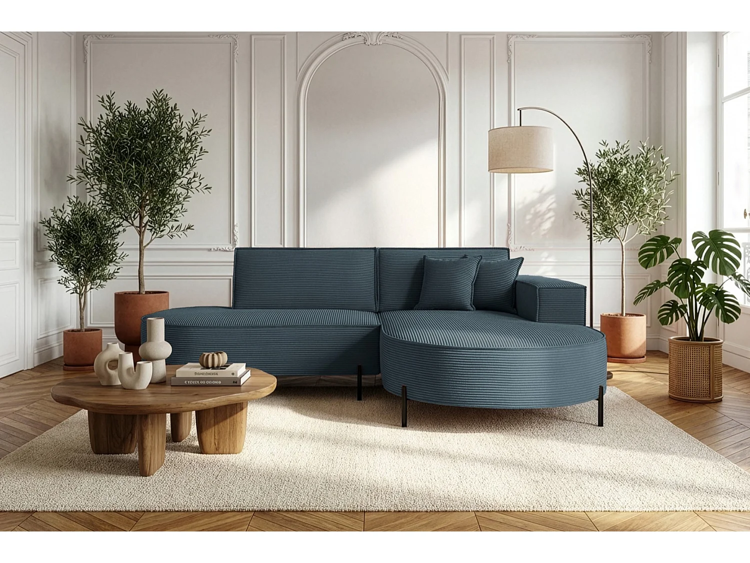 Parma Studio Hills hoekbank, Poso-stof, rechts, blauw (05)