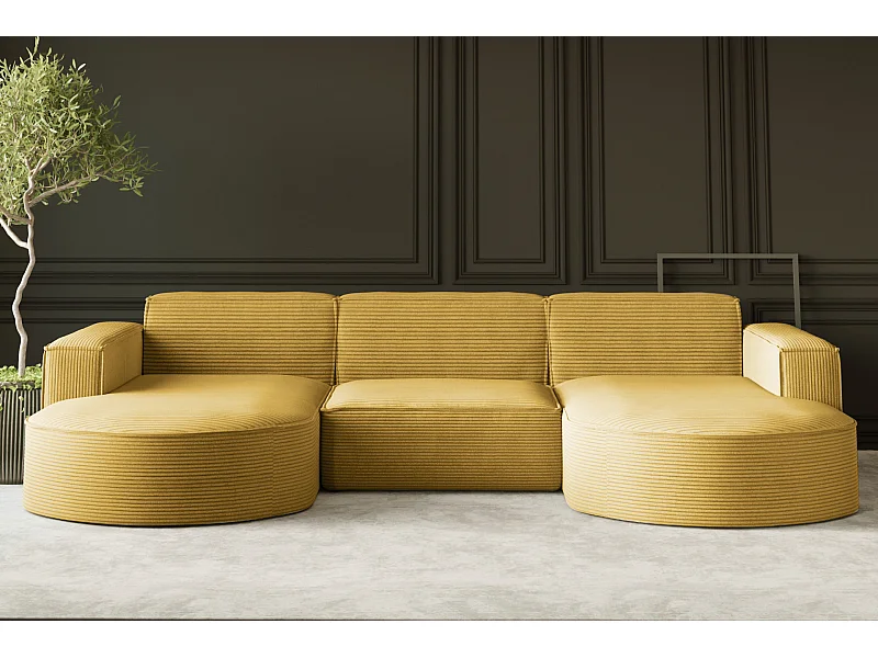 Canapé d'angle Parma Studio U, pour salon, tissu Poso, jaune (43)