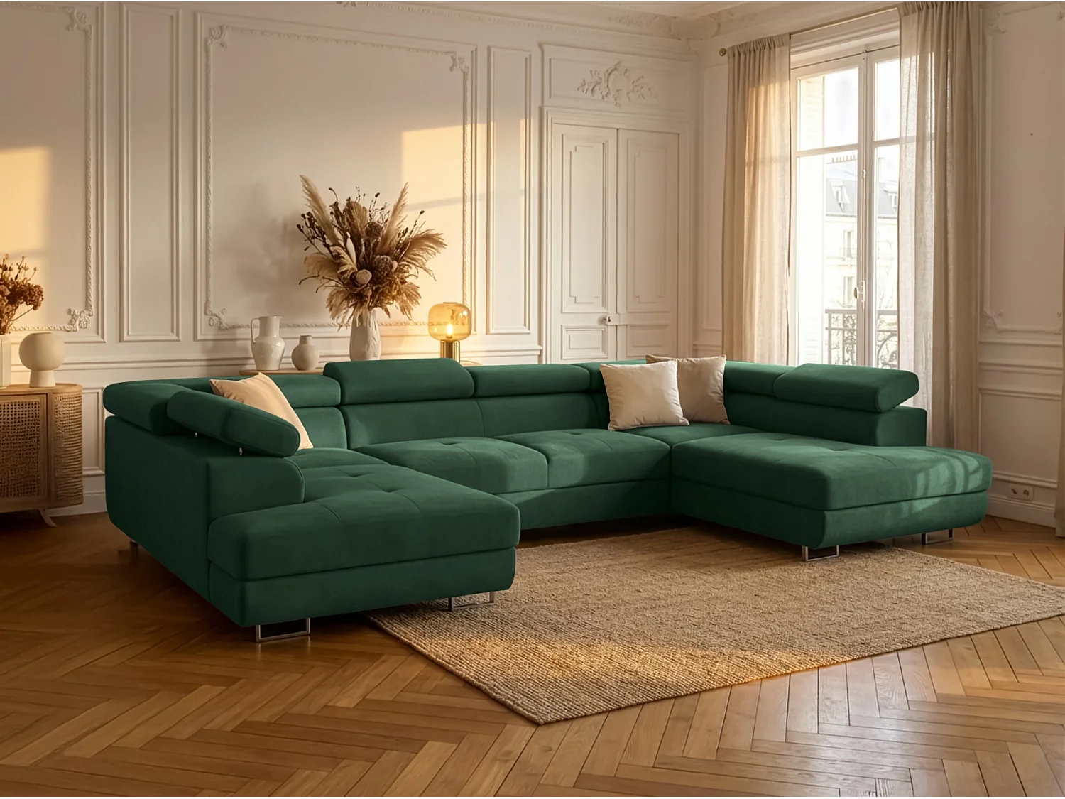 Hoekbank Falio U2, stof Noel, groen (20)