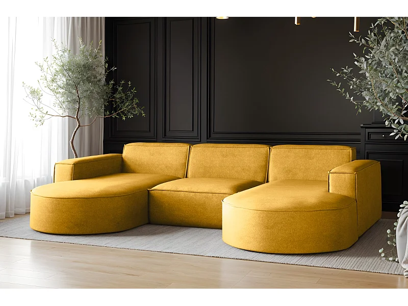 Canapé d'angle Parma Studio U, pour salon, tissu Salvador, jaune (09)