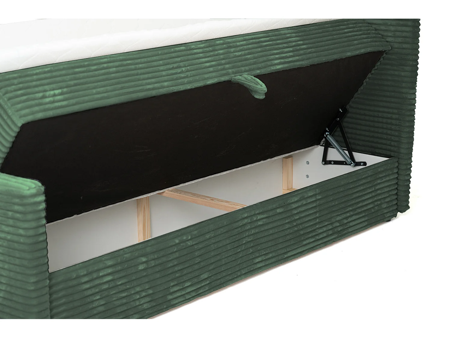 Lit continental Trento 180 avec coffre de rangement, tissu Velo vert (79)