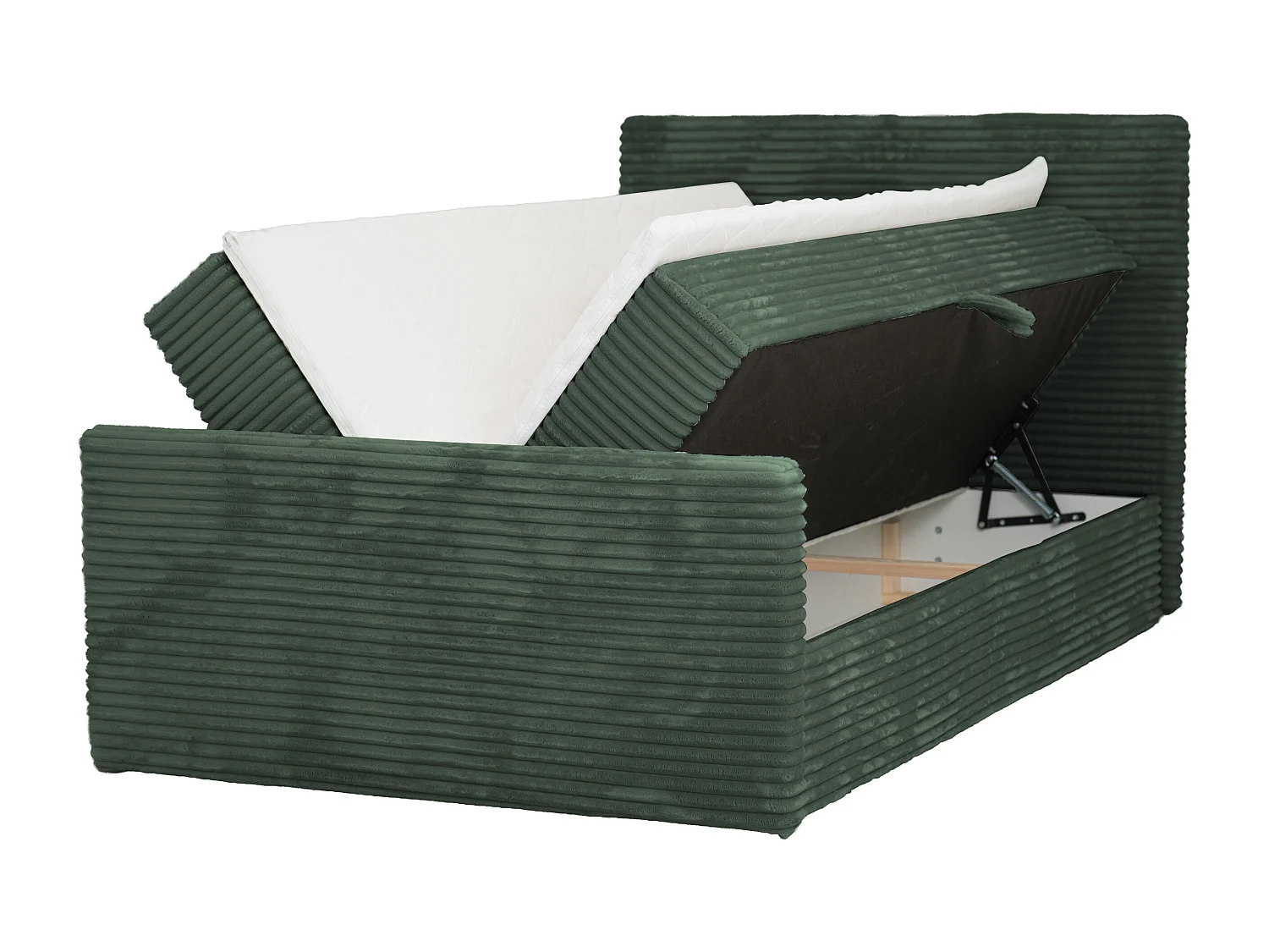 Lit continental Trento 180 avec coffre de rangement, tissu Velo vert (79)