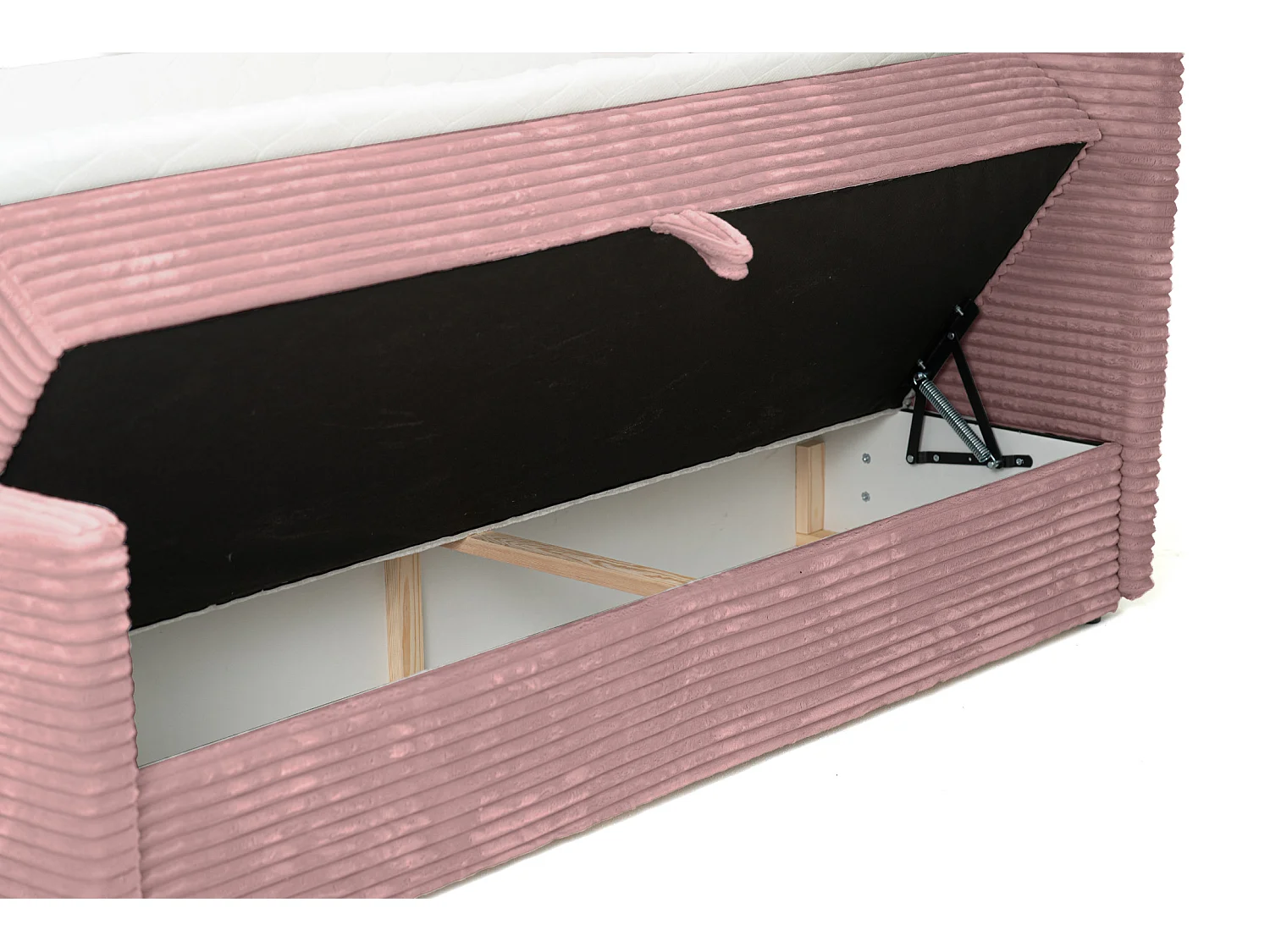 Lit continental Trento 160 avec coffre de rangement, tissu Velo rose (94)