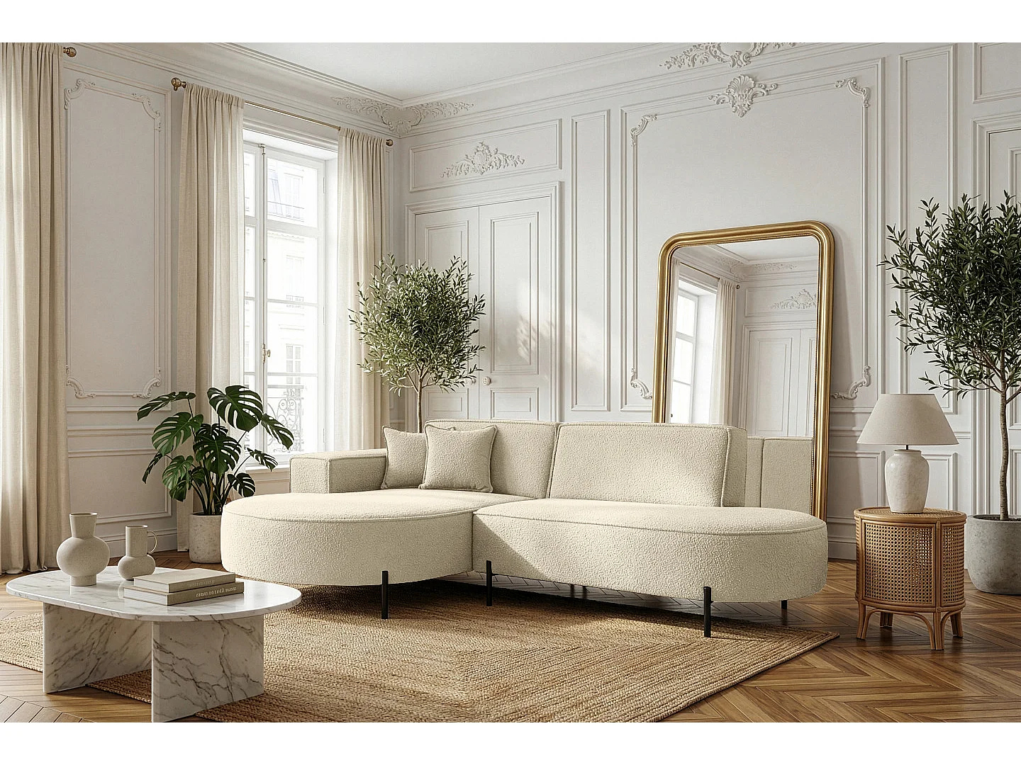 Canapé d'angle Parma Studio Hills, pour salon, tissu Quelle, gauche, beige (06)