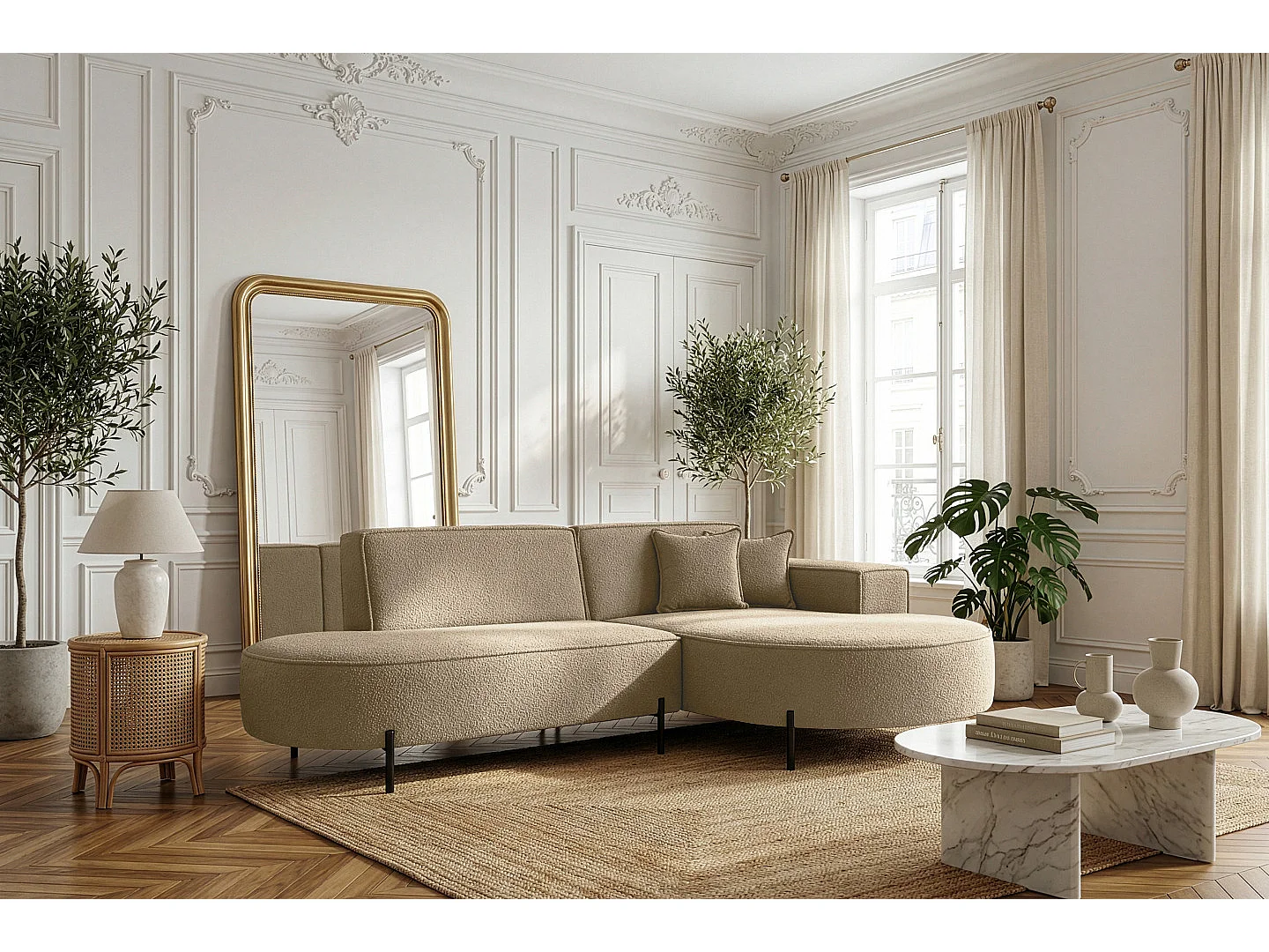 Canapé d'angle Parma Studio Hills, pour salon, Quelle, droit, beige foncé (18)