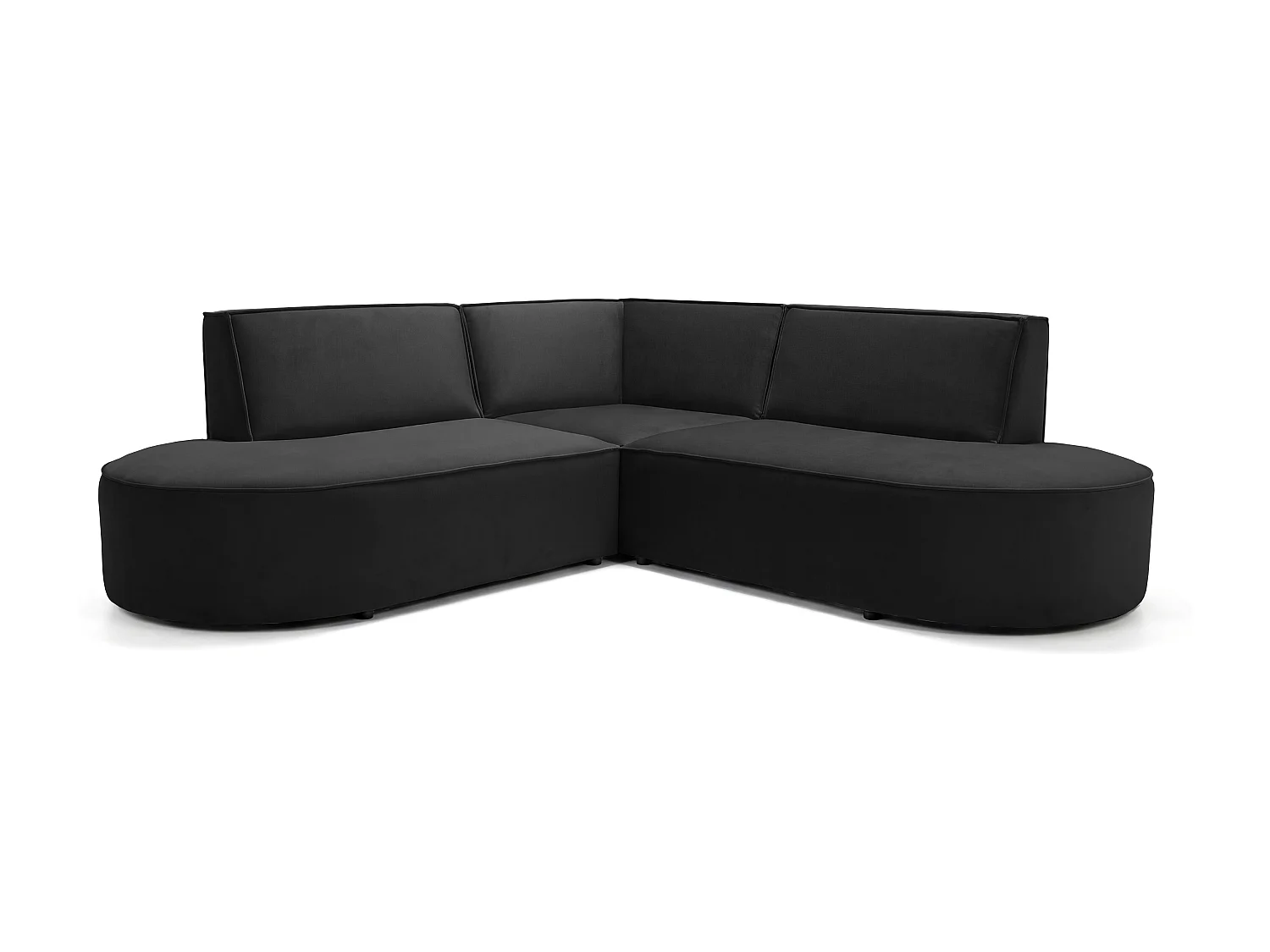 Canapé d'angle Parma Corner mini, pour salon, tissu Tiffany, noir (20)