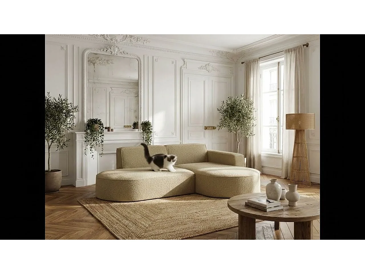 Canapé d'angle Parma Studio, pour salon, tissu Quelle, droit, gris (92)