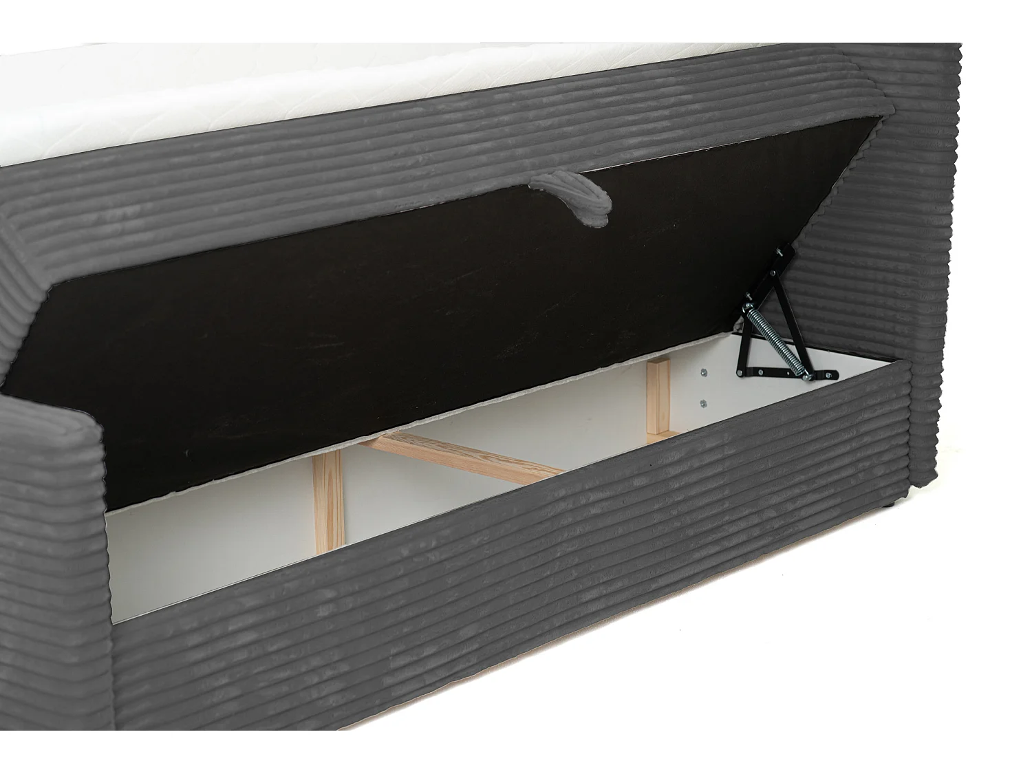 Łóżko kontynentalne Trento 120 z pojemnikiem, tkanina Velo ciemnoszary (17)