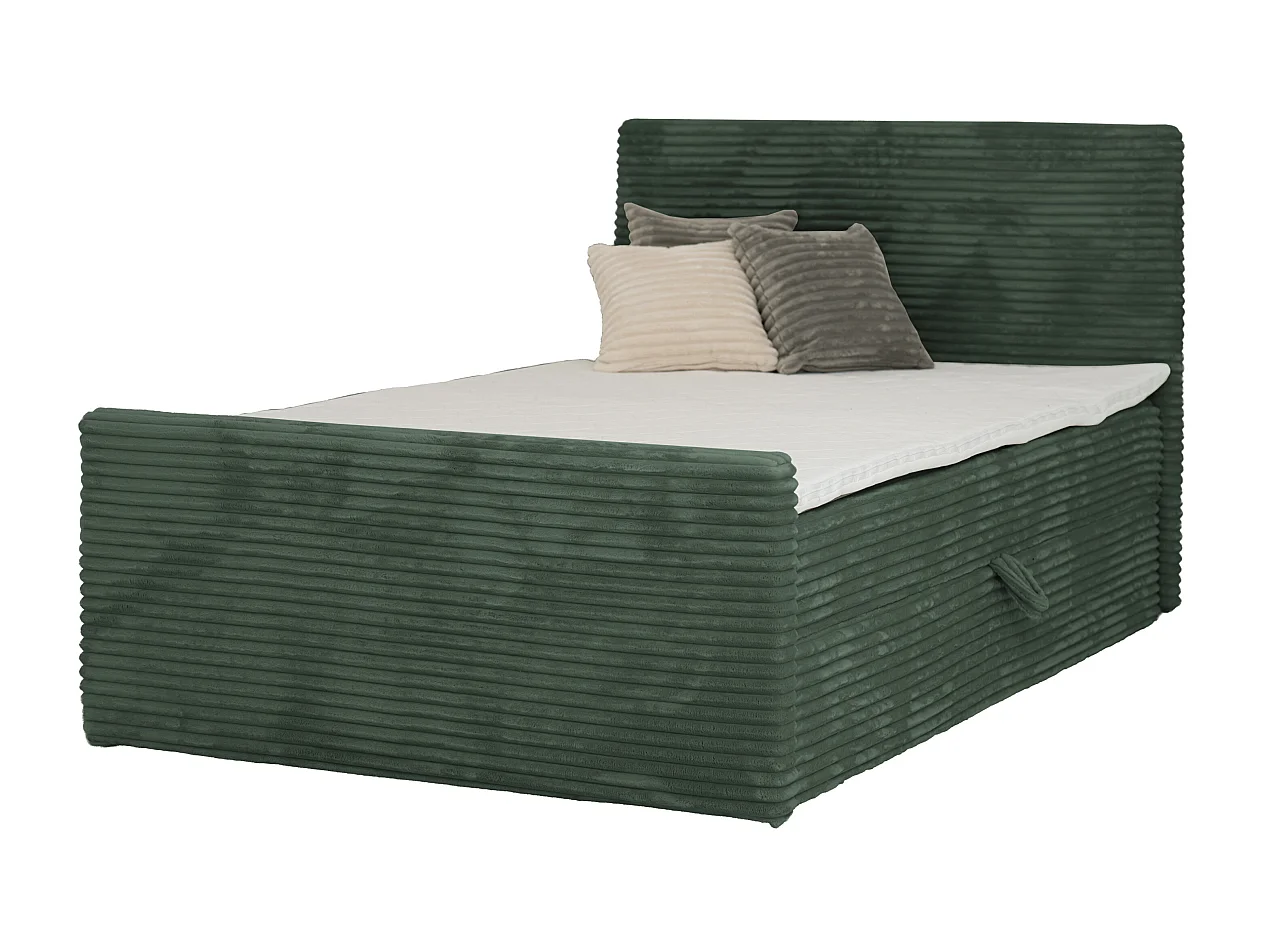 Lit continental Trento 140 avec coffre de rangement, tissu Velo vert (79)