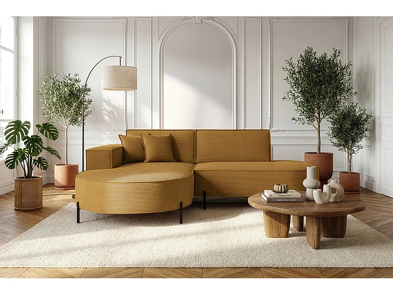 Narożnik Parma Studio Hills, tkanina Poso, lewy, musztardowy (01)