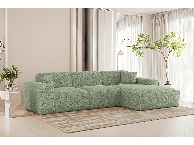 Canapé d'angle Luga L droit Tissu Sven 74 vert pistache