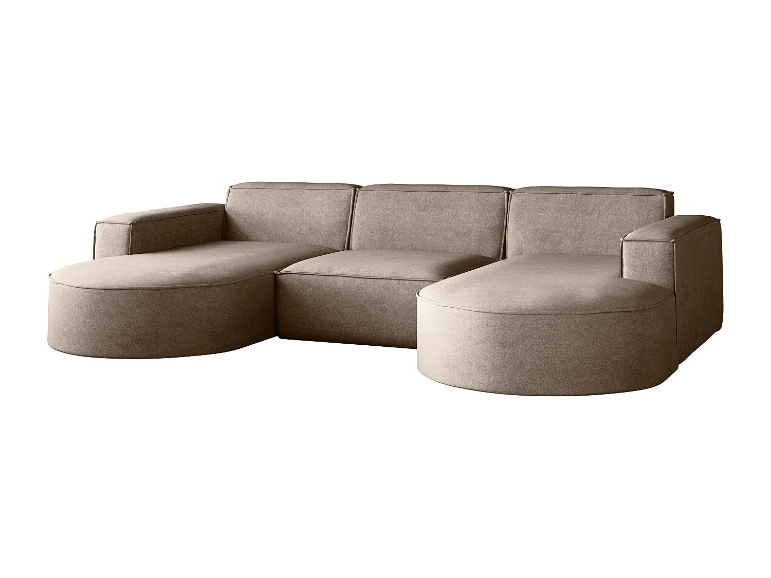 Canapé d'angle Parma Studio U, pour salon, tissu Salvador, marron clair (03)