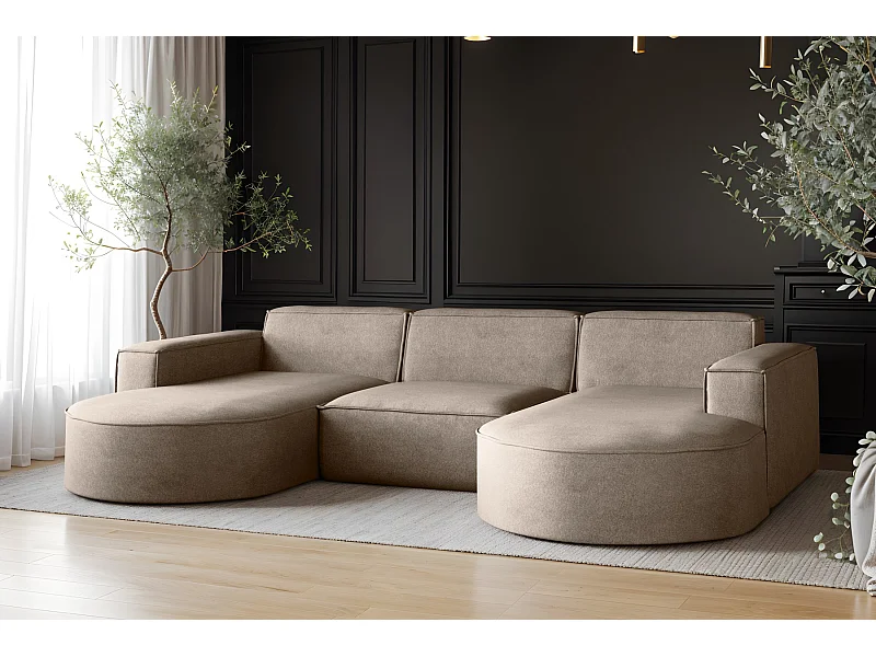 Narożnik Parma Studio U, do salonu, tkanina Salvador, jasnobrązowy (03)