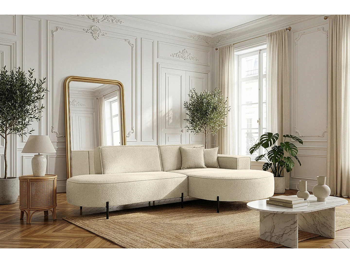 Canapé d'angle Parma Studio Hills, pour salon, tissu Quelle, droit, beige (06)