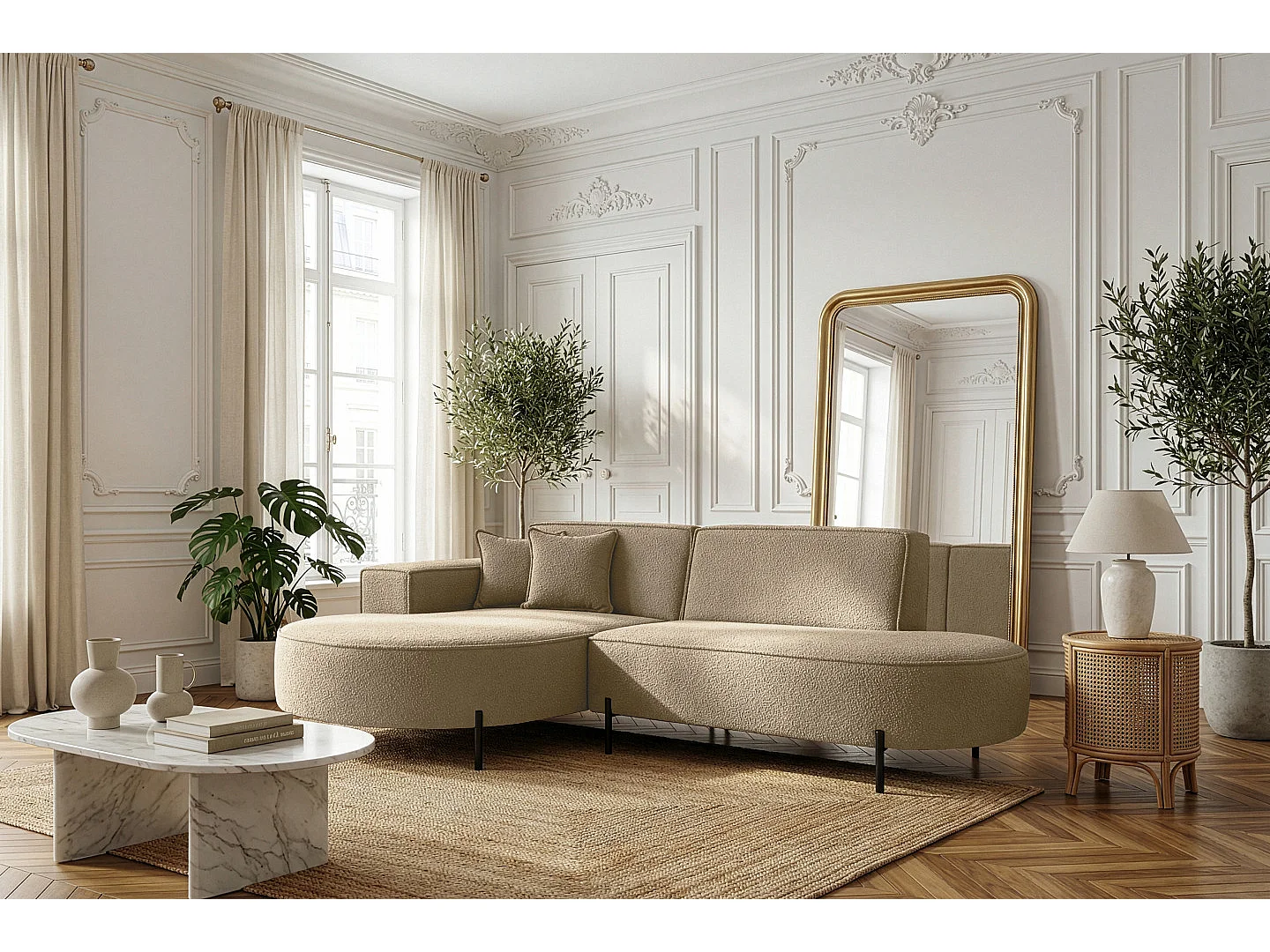 Canapé d'angle Parma Studio Hills, pour salon, Quelle, gauche, beige foncé (18)