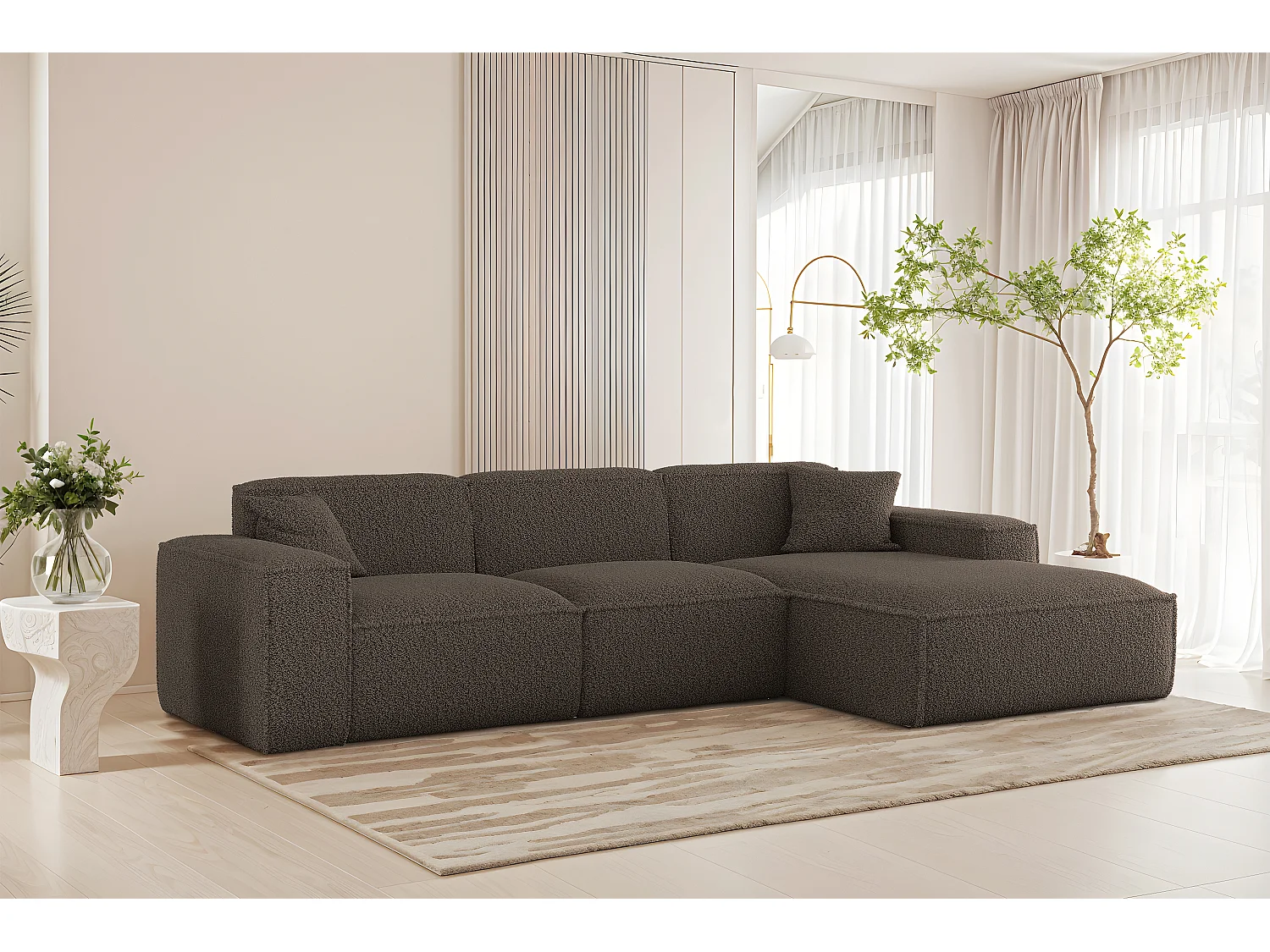 Hoekbank Luga L Rechts Stof Sven 47 bruin