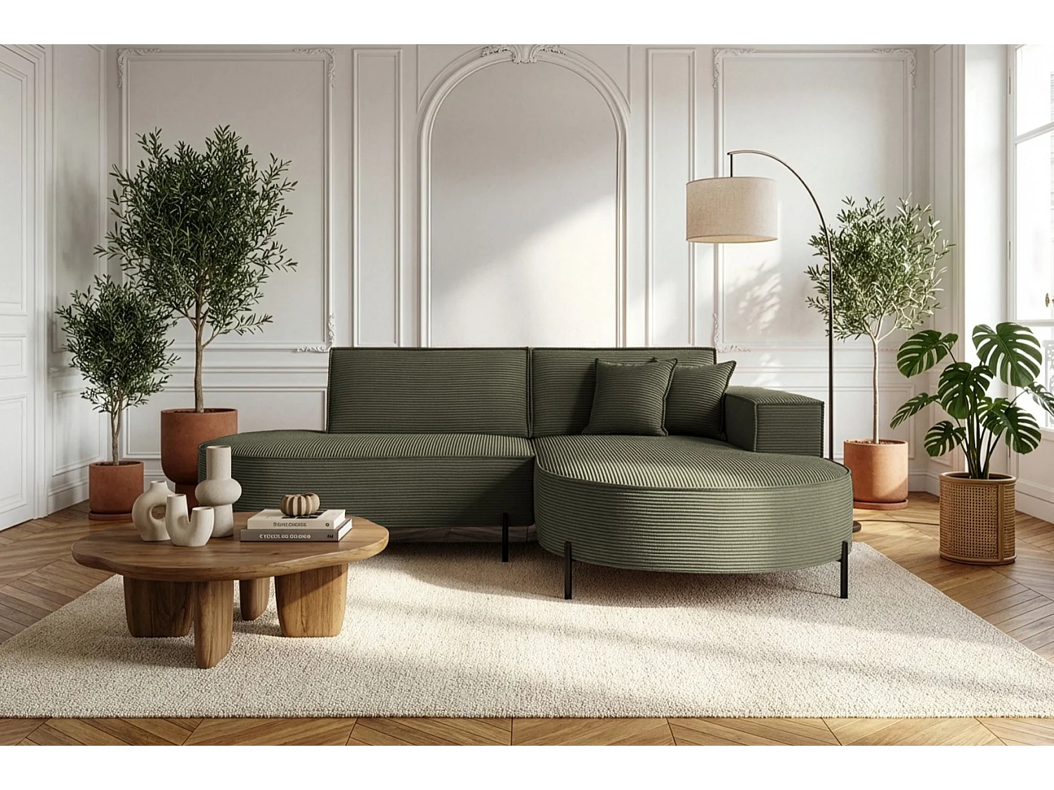 Hoekbank Parma Studio Hills, stof Poso, rechts, groen (46)