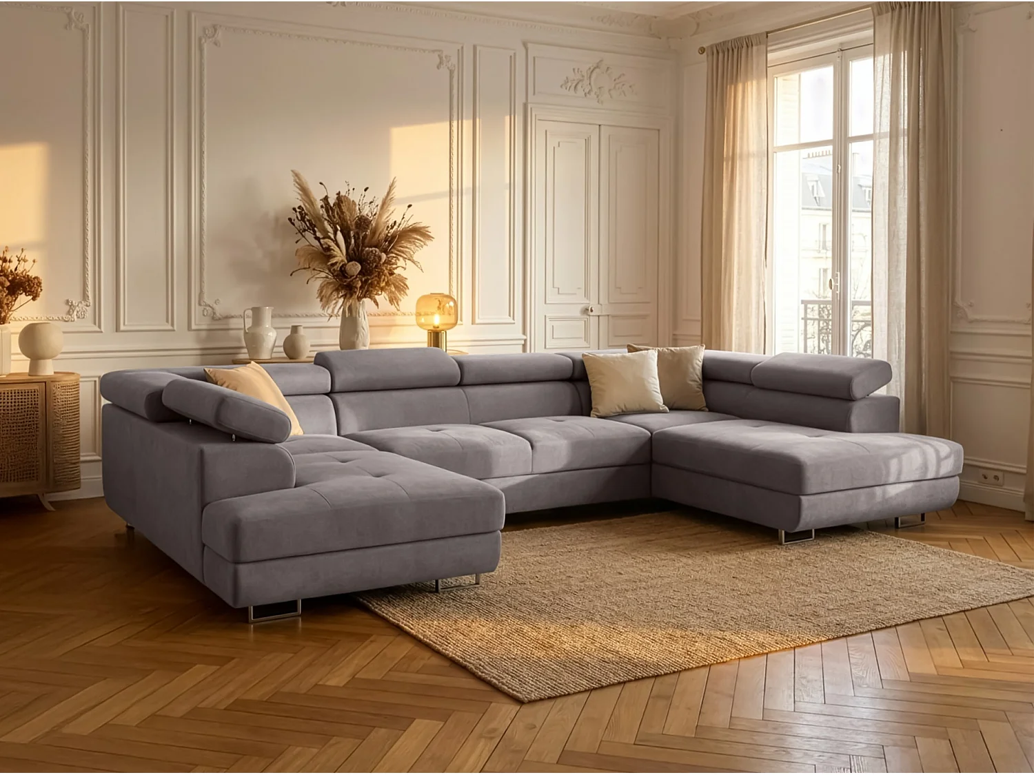 Hoekbank Falio U2, Noel-stof, grijs (22)