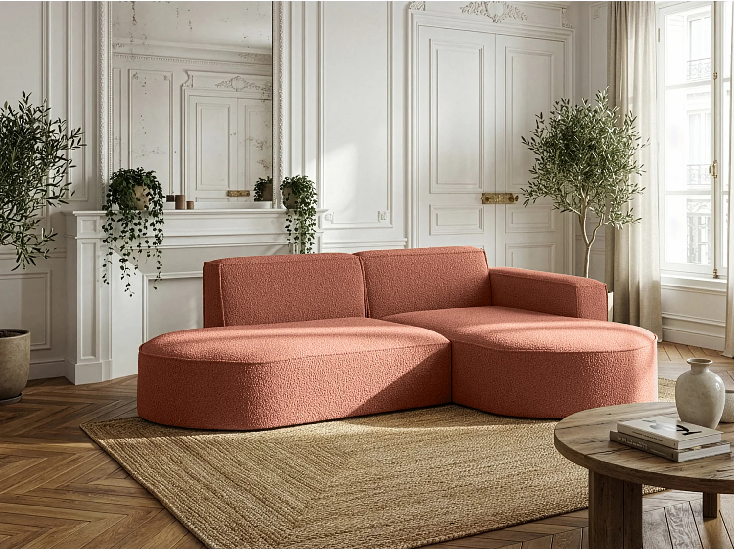Narożnik Parma Studio, do salonu, tkanina Quelle, prawy, koralowy (54)