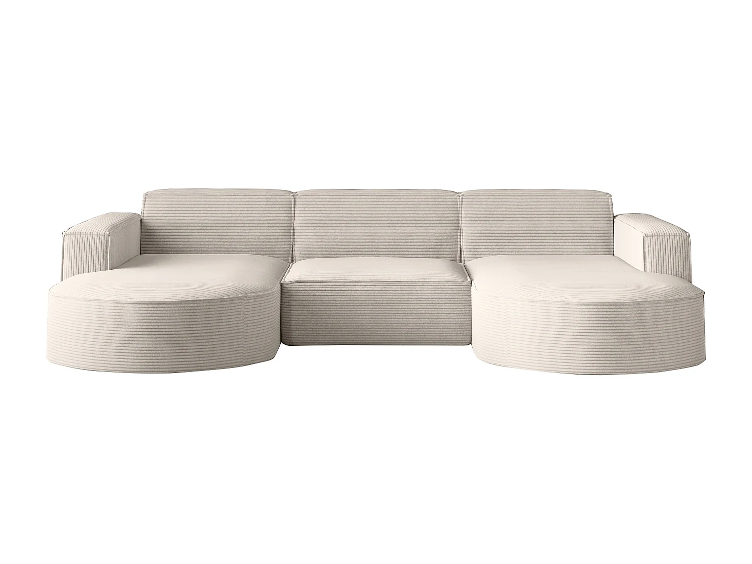 Canapé d'angle Parma Studio U, pour salon, tissu Poso, crème (38)