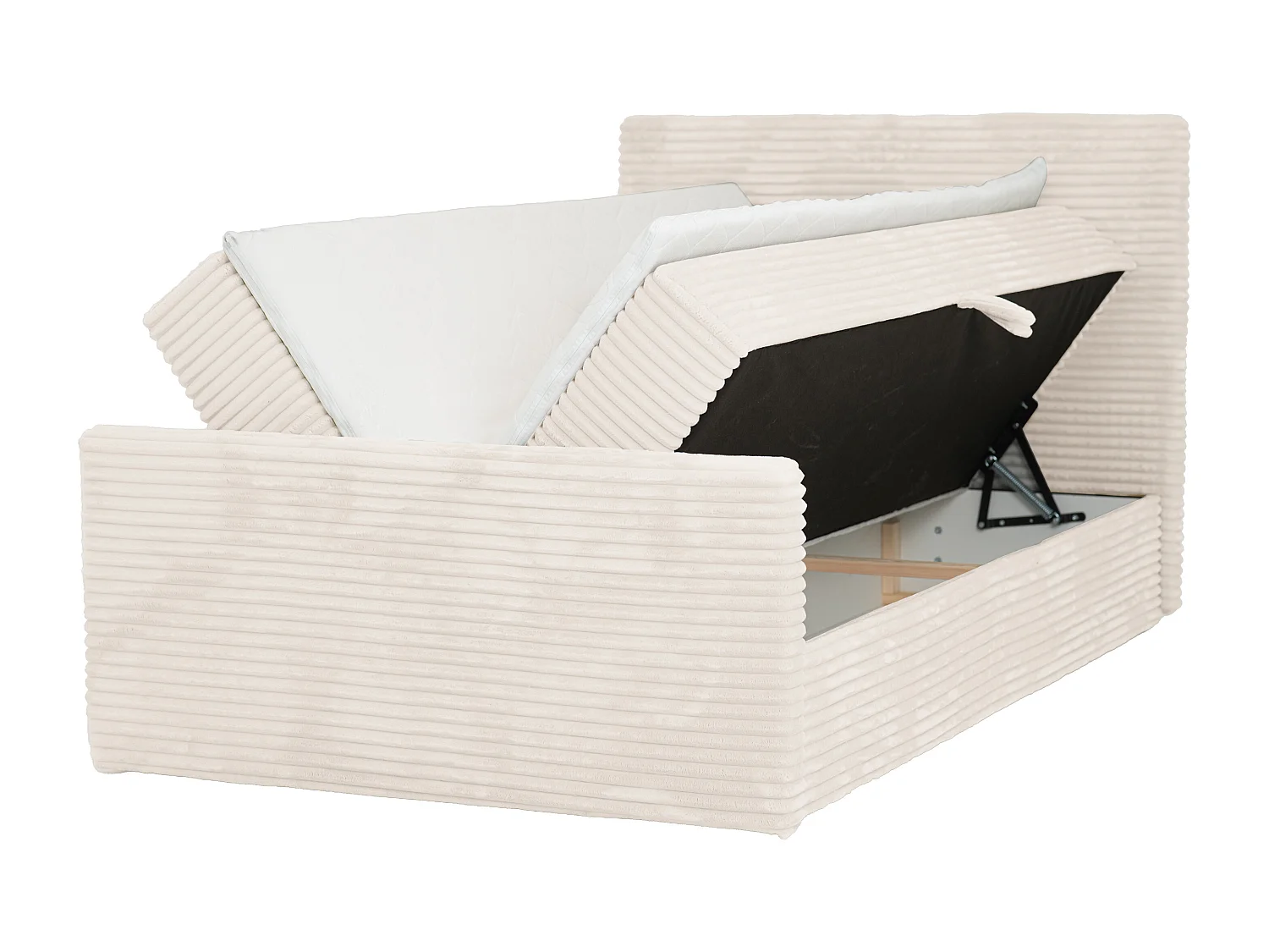 Lit continental Trento 200 avec coffre de rangement, tissu Velo crème (22)