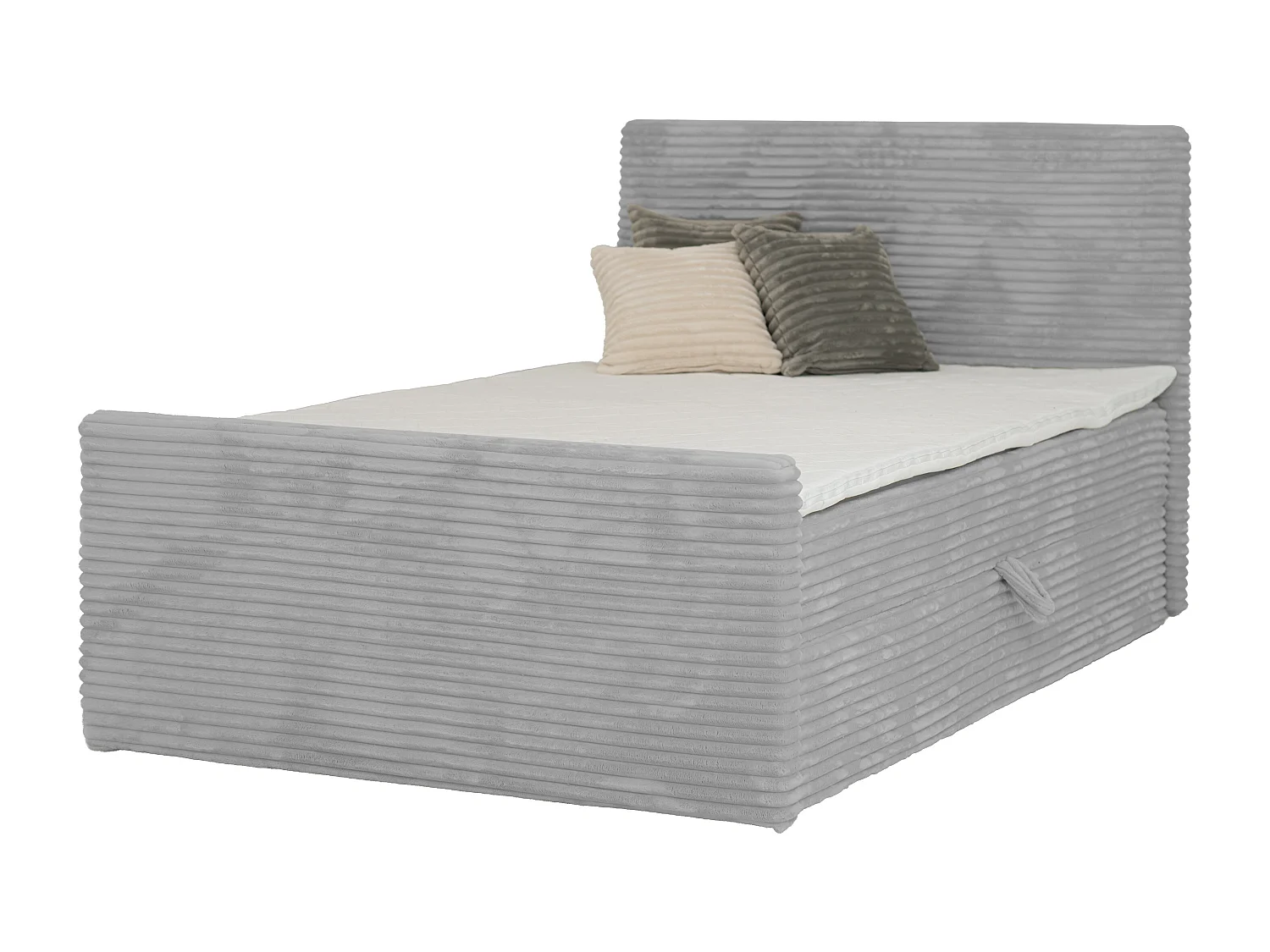 Lit continental Trento 180 avec coffre de rangement, tissu Velo gris clair (08)