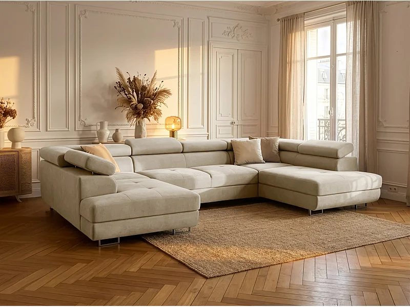 Hoekbank Falio U2, Noel-stof, beige (06)