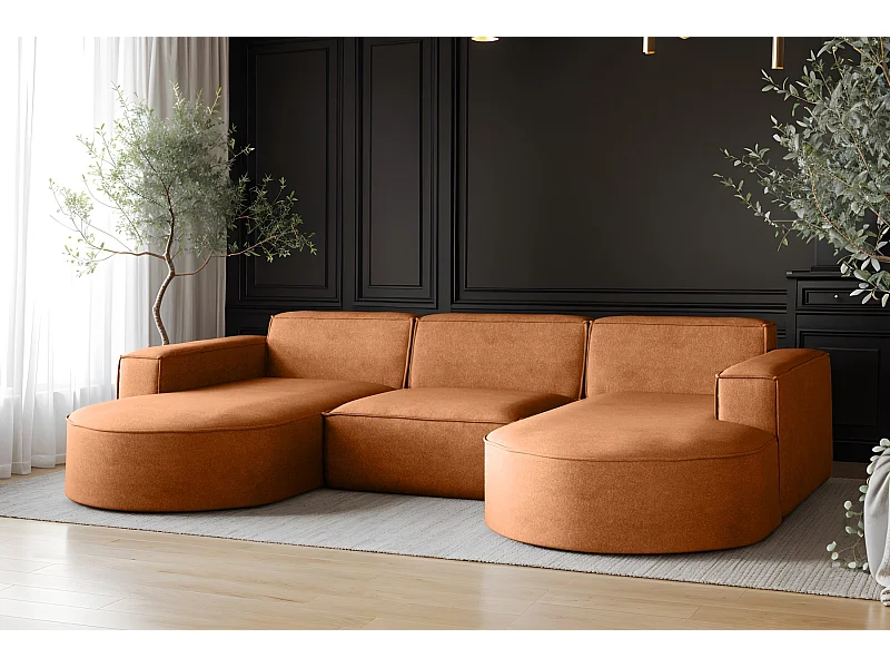 Narożnik Parma Studio U, do salonu, tkanina Salvador, pomarańczowy (15)