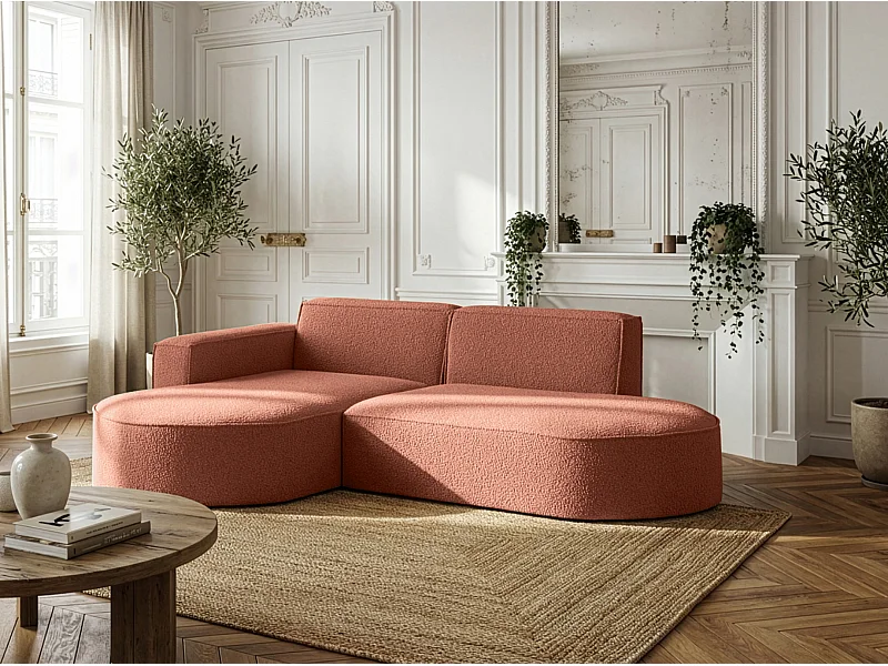 Canapé d'angle Parma Studio, pour salon, tissu Quelle, gauche, corail (54)