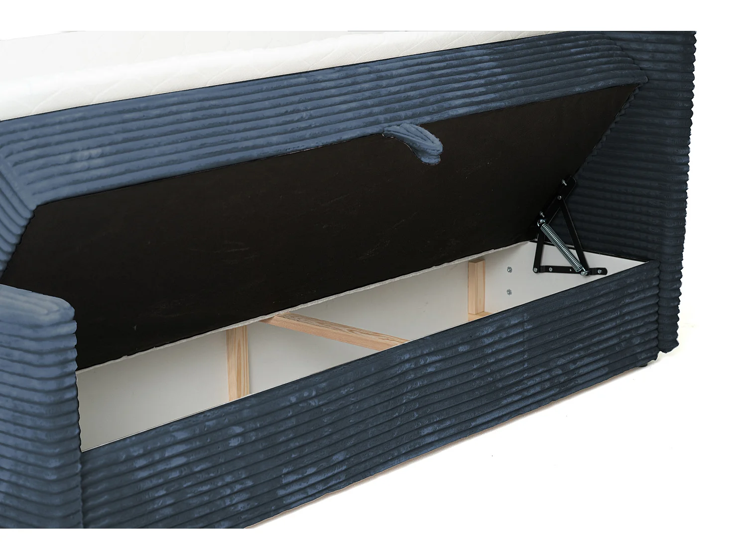 Lit continental Trento 200 avec coffre de rangement, tissu Velo bleu marine (88)