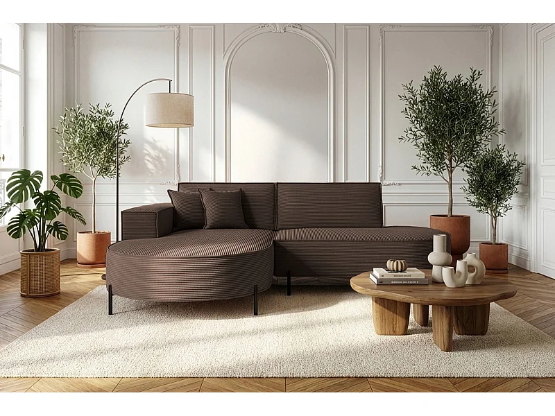 Hoekbank Parma Studio Hills, stof Poso, links, bruin (06)