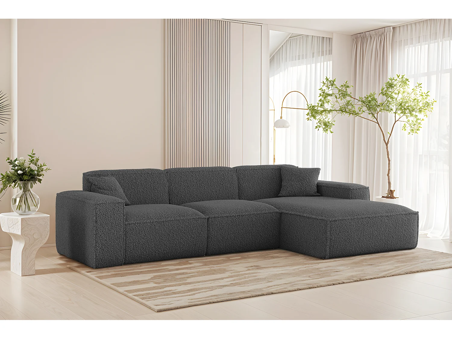 Hoekbank Luga L rechts stof Sven 16 grijs