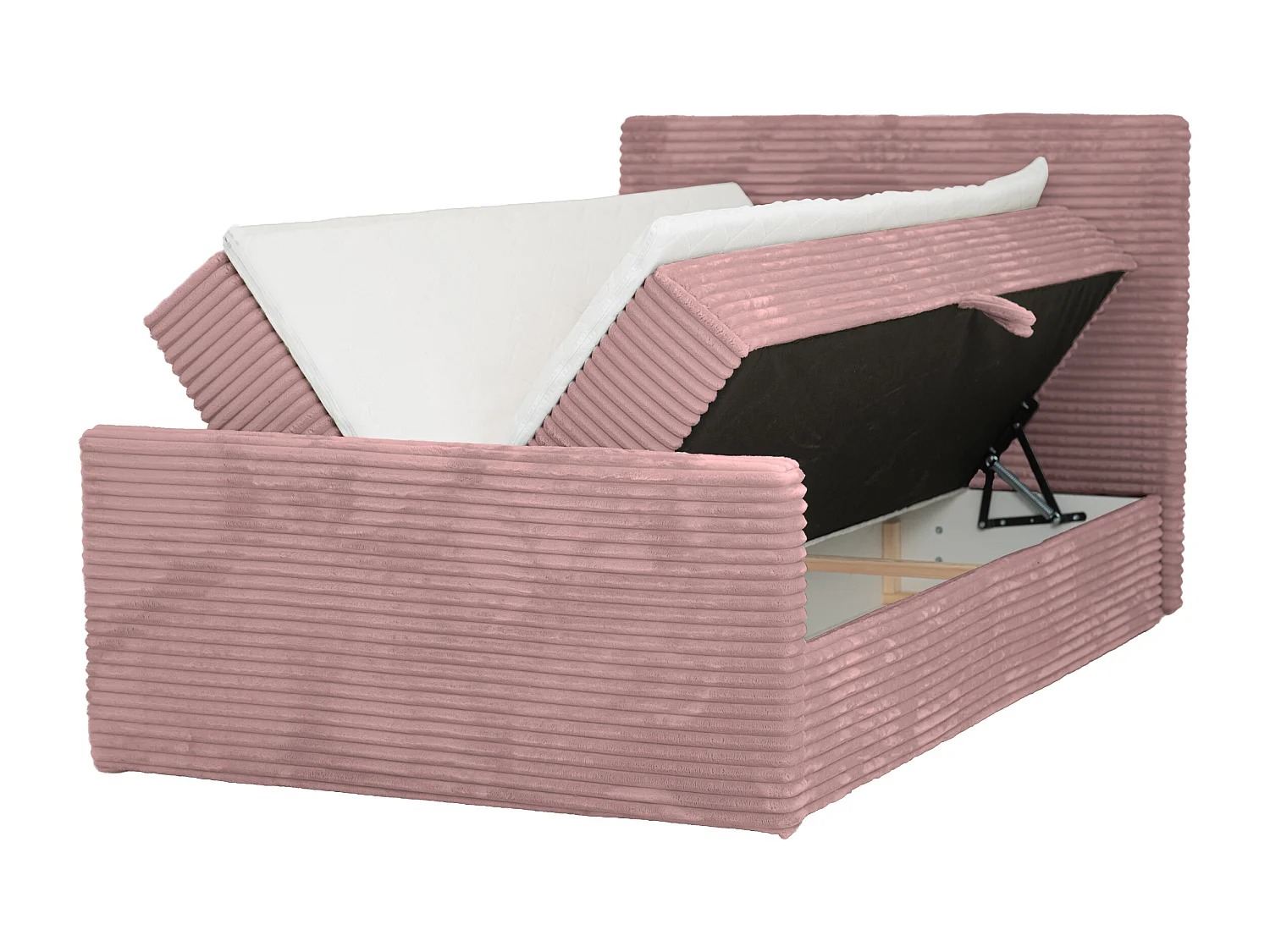 Lit continental Trento 180 avec coffre de rangement, tissu Velo rose (94)