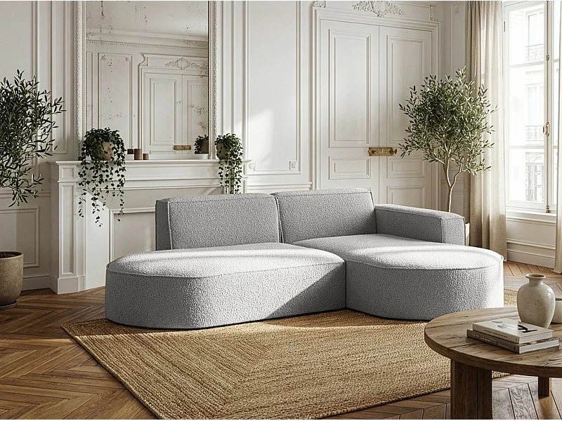 Canapé d'angle Parma Studio, pour salon, tissu Quelle, droit, gris clair (83)