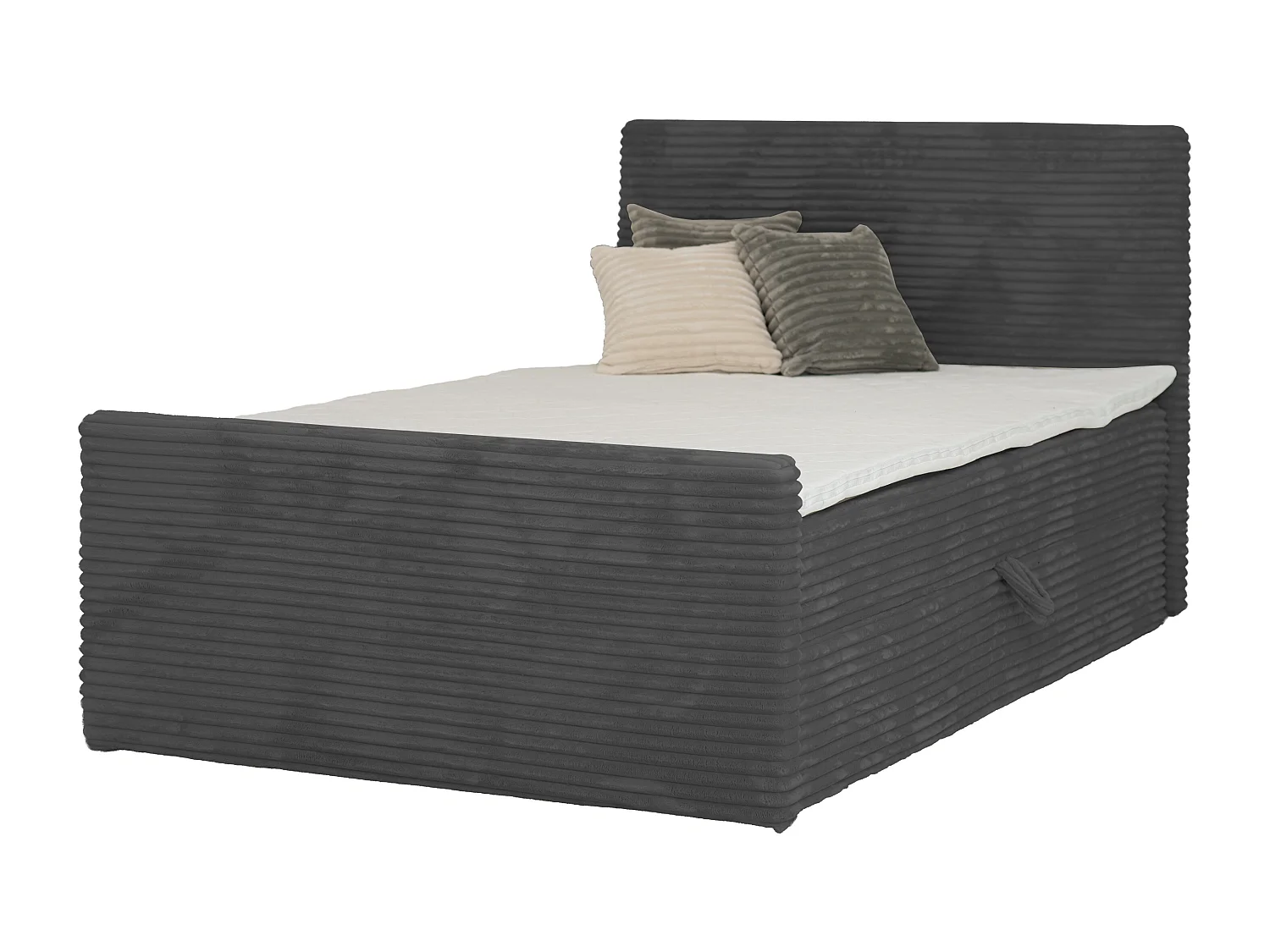Lit continental Trento 140 avec coffre de rangement, tissu Velo gris foncé (17)