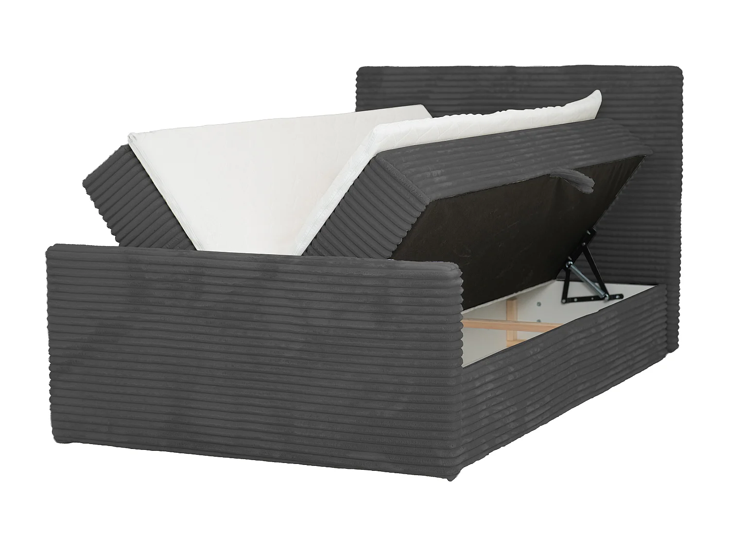 Lit continental Trento 140 avec coffre de rangement, tissu Velo gris foncé (17)