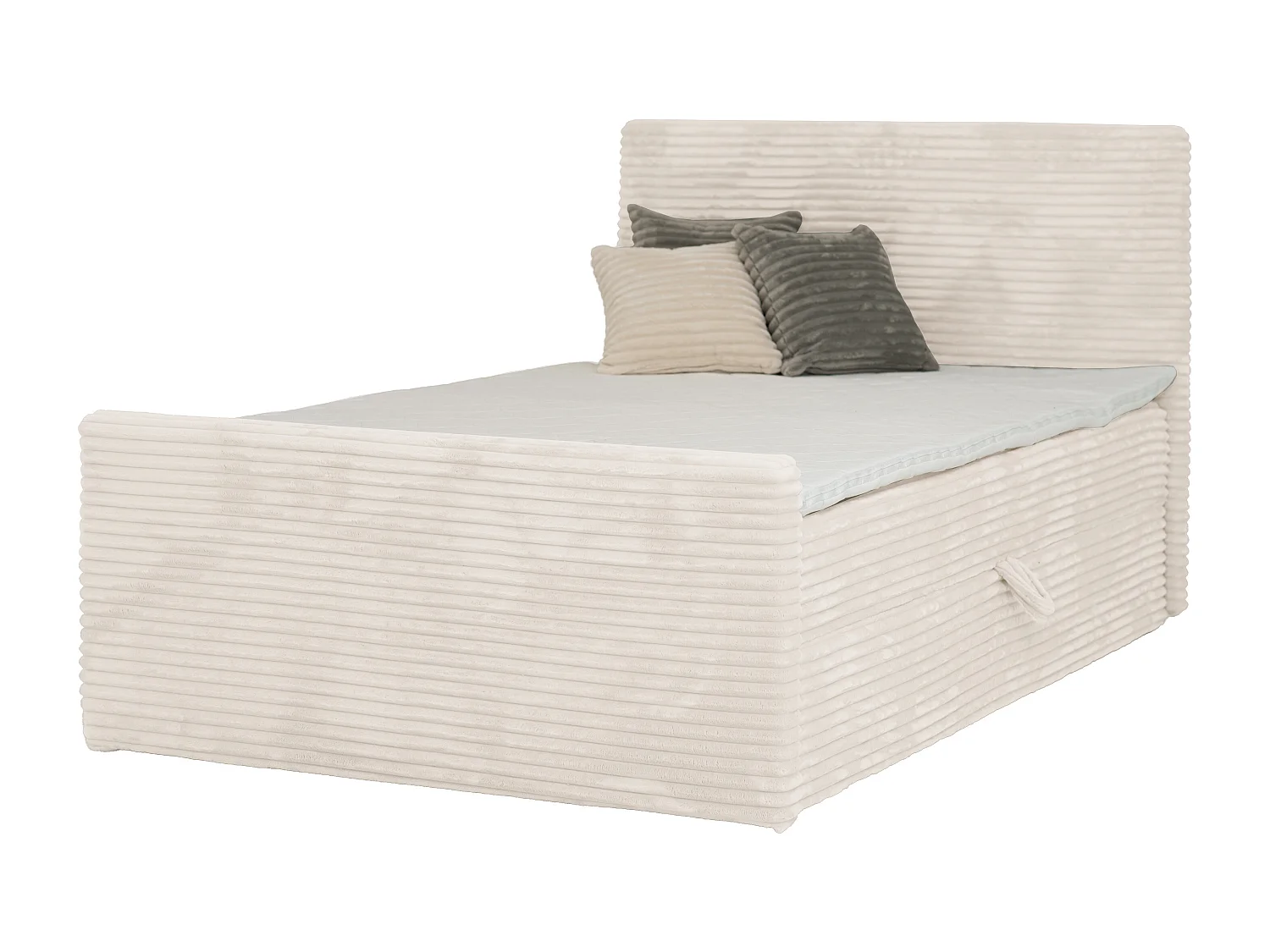 Lit continental Trento 160 avec coffre de rangement, tissu Velo crème (22)