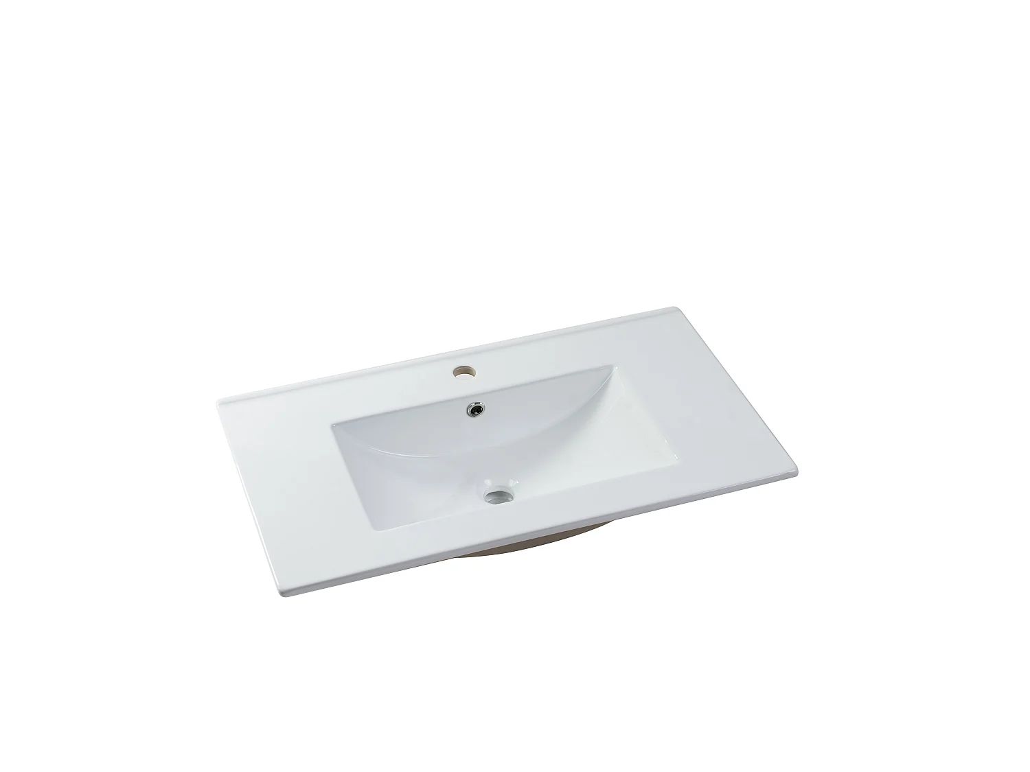 Mueble de baño de roble macizo con lavabo encastrado y grifo - Natural claro - 80 cm - TARELO